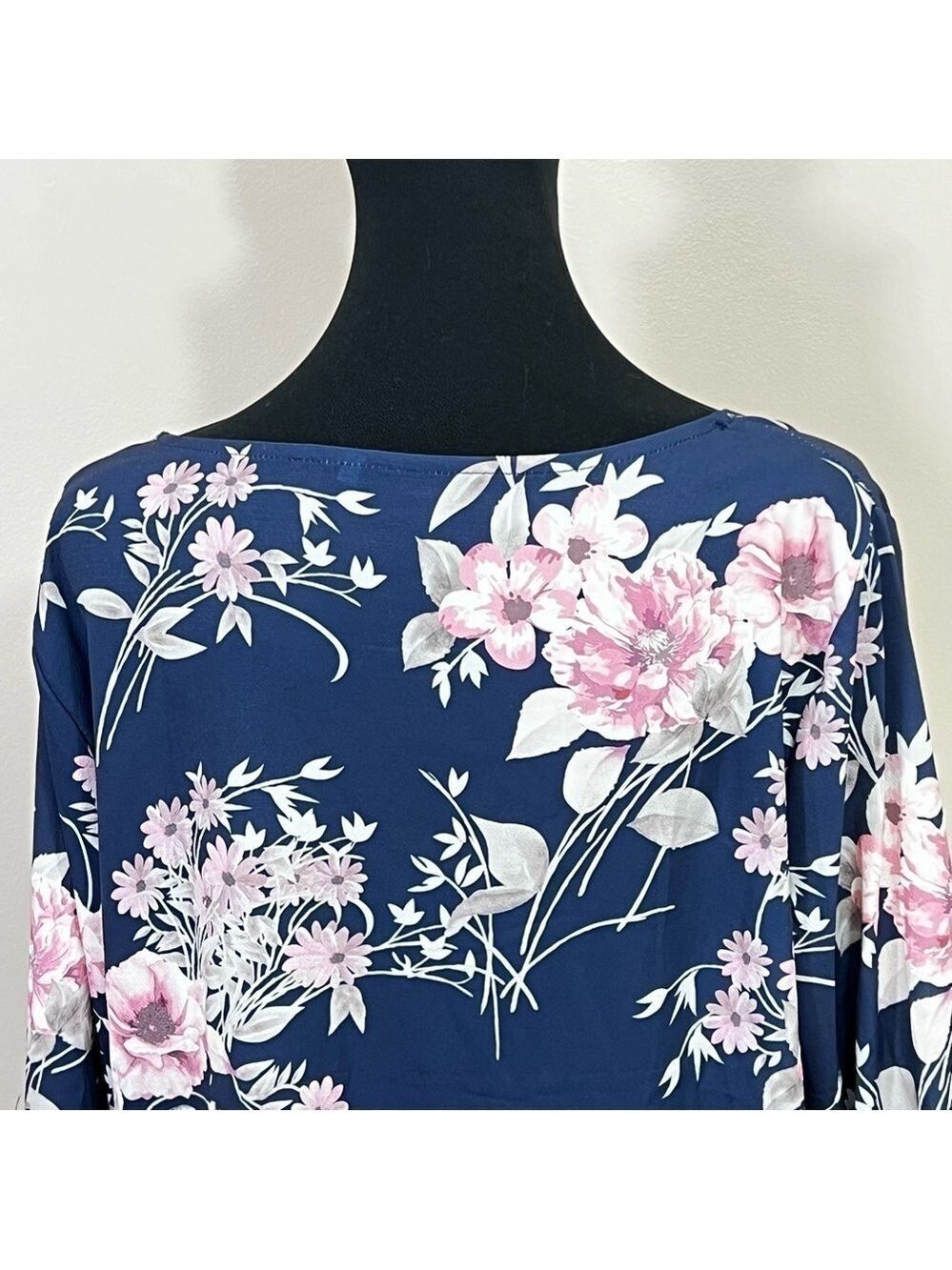 Women Long Sleeve Shirt Tunic Tops Flower Print Blouse Shirts Blue Pink Size XL - Picture 7 of 11